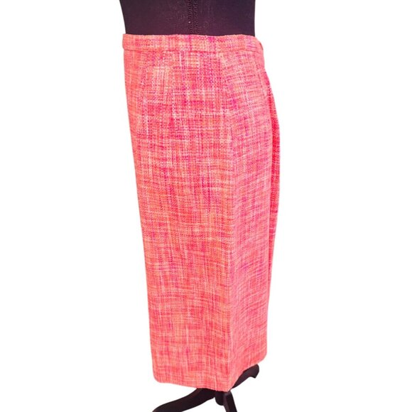 NWT Talbots 100% Silk Bright Pink Tweed Pencil Skirt Office Siren Business wear - Picture 3 of 9